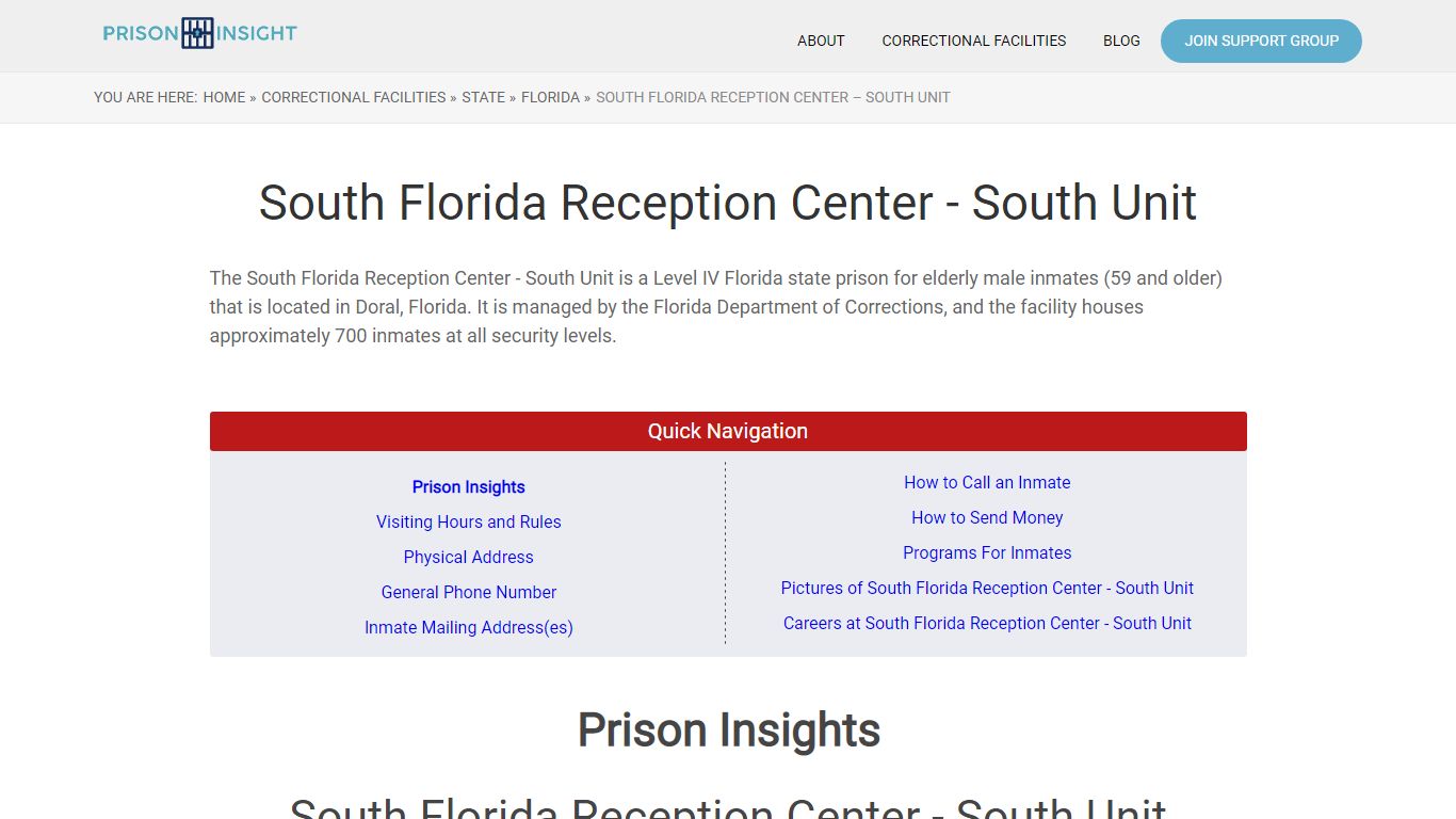South Florida Reception Center – South Unit - Prison Insight