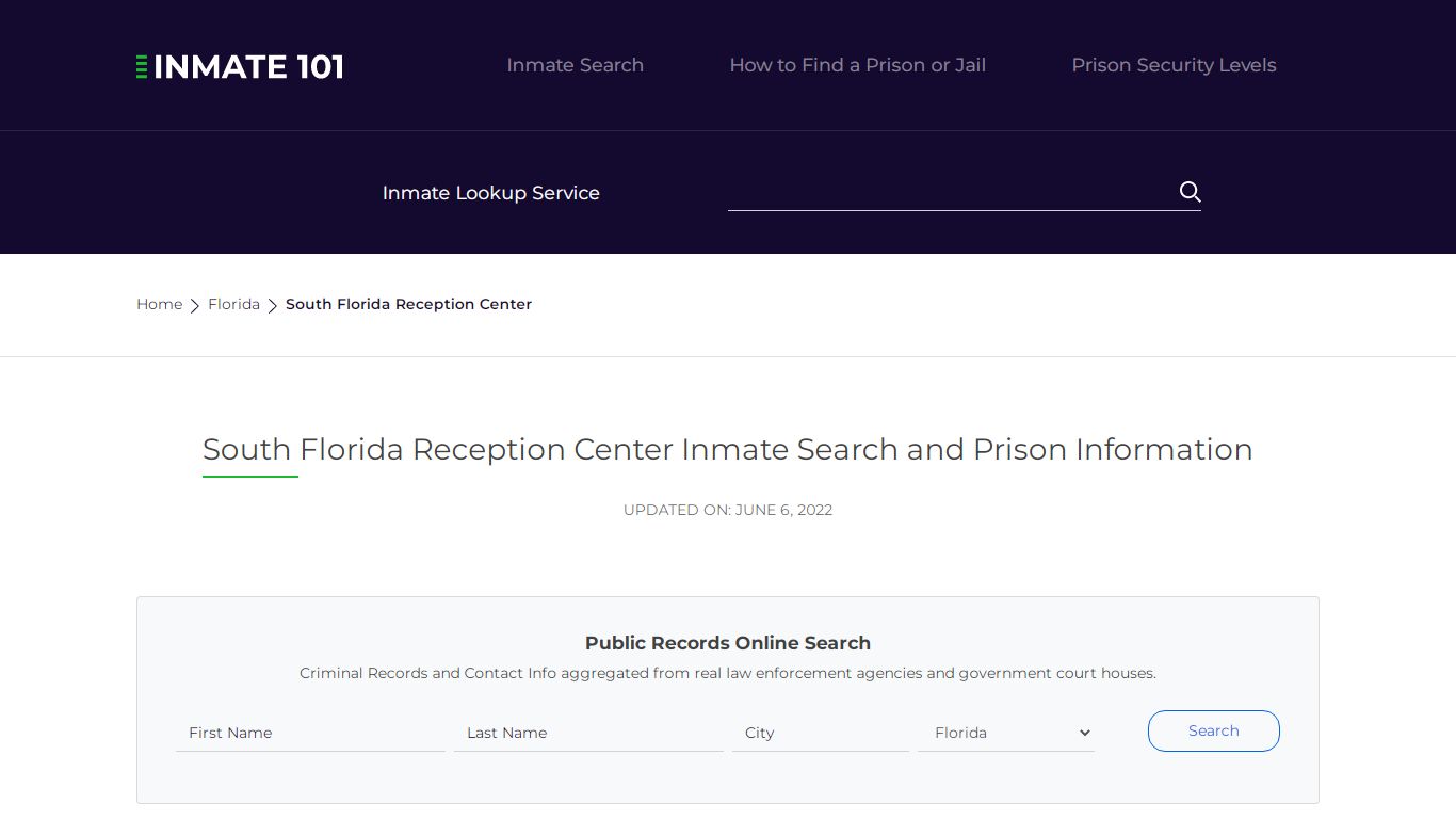 South Florida Reception Center Inmate Search and Prison Information